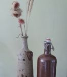 Trio de poteries /bouteilles/pots en grès épuré