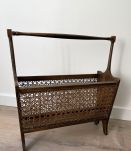 Porte-revues vintage bois et cannage
