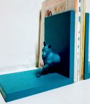 Serre livres cheval bleu pétrole,