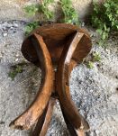 Ancien Tabouret de Traite Pieds Courbés Bois Massif VintagE