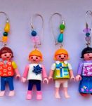 Boucles d'oreilles Playmobil/argenté/blanc/rose/bleu