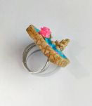 Bague réglable à étang de fée miniature carré