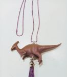 Collier dinosaure violet, Parasaurolophus, fille, garçon