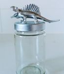 Bocal dinosaure argenté, lot de trois pots de rangement