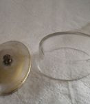 PORTE SAVON verre couvercle métal argenté 