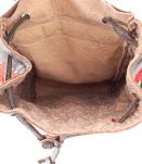 Sac berbère en cuir noir et tissu tissé rouge