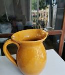 Cruche jaune céramique vintage hauteur 22.5 cm