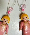 Boucles d'oreilles Playmobil/argentées, roses, dorées