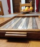 plateau de service en noyer fond décor céréales naturelles