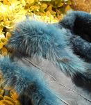 GILET FOURRURE VINTAGE KRYOS QUASI NEUF T 36-38 BLEU MARINE 