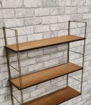 etagere  1960 vintage  , string, bois et metal  doré  55x58