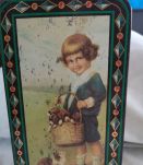 boite metal tres ancienne enfant chat et chien serigraphie 