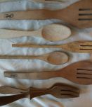 lot cuillère et ustensiles en bois de cuisine 