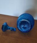 carafe bleue pointes de diamant avec bouchon d'origine