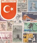 Planche de timbres turcs oblitérés années 60