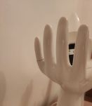 Lampe main céramique et globe opaline