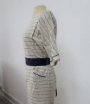 robe lin rayure chemise avec ceinture année 60-70