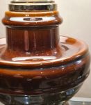 grande lampe de luxe  1980 ceramique chrome or abat jour bla