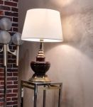 grande lampe de luxe  1980 ceramique chrome or abat jour bla