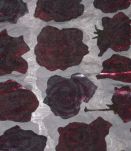 foulard velours noir soie et viscose motif rose année 70-80