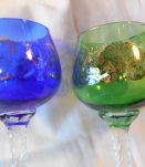 4 VERRES A PIED ANCIEN VINTAGE DORE A L OR FIN TBE