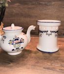 Théière avec Réchaud  Céramique Faïence style Vieux Rouen 