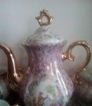 service à café pour 6 pers. porcelaine rose