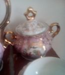 service à café pour 6 pers. porcelaine rose