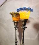 Paire Lampes  pate de verre/Pieds Griffes/Bronze napoleon   