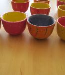 9 mini bols  en porcelaine peinte main décor unique   