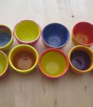 9 mini bols  en porcelaine peinte main décor unique   