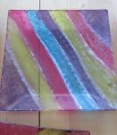 6 assiettes en verre peinte main décor unique   