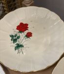 4 assiettes à dessert rose rouge