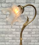 grande lampe rocaille bronze et laiton  art nouveau tulipe f