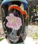 VASE ART NOUVEAU ART DECO NOIR FLEURS TBE