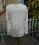 CAROLL BLOUSE CHEMISIER BLANC CREME T 36 38 40 SOIE QUASI NE