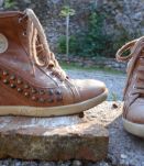 CHAUSSURES BASKETS PATAUGAS T 36 MARRON CLAIR CUIR 