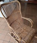 Rocking chair 70's bambou et osier