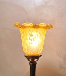 lampe de style art nouveau,acier patiné bronze or et belle t