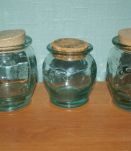 3 bocaux vintage en verre épais et bouchon de liège
