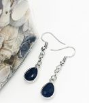 Boucles d'oreilles en métal argenté noir style tourmaline