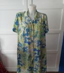 Robe chemise été  vintage vert clair imprimé feuilles