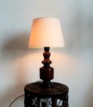 Lampe en bois bobine vintage 1950 