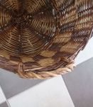 Grand panier osier tissé à la main damier Début 20 ème  