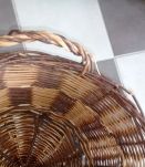 Grand panier osier tissé à la main damier Début 20 ème  
