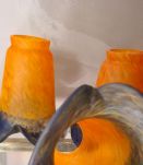 lot de 3Tulipes Art Deco en Pate De verre pour lampe lustre