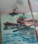Tableau Aquarelle "Marine" Magnifique peinture d'époque 19