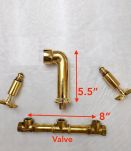 Tap de mur en laiton: carreaux gravés, poignées de croix 