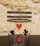 7 verres vintage décor jeu de cartes