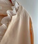 Pull Écru dentelle laine et pierres argentés